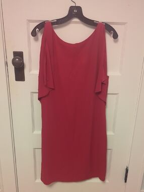 Red Cold-Shoulder Midi Dress